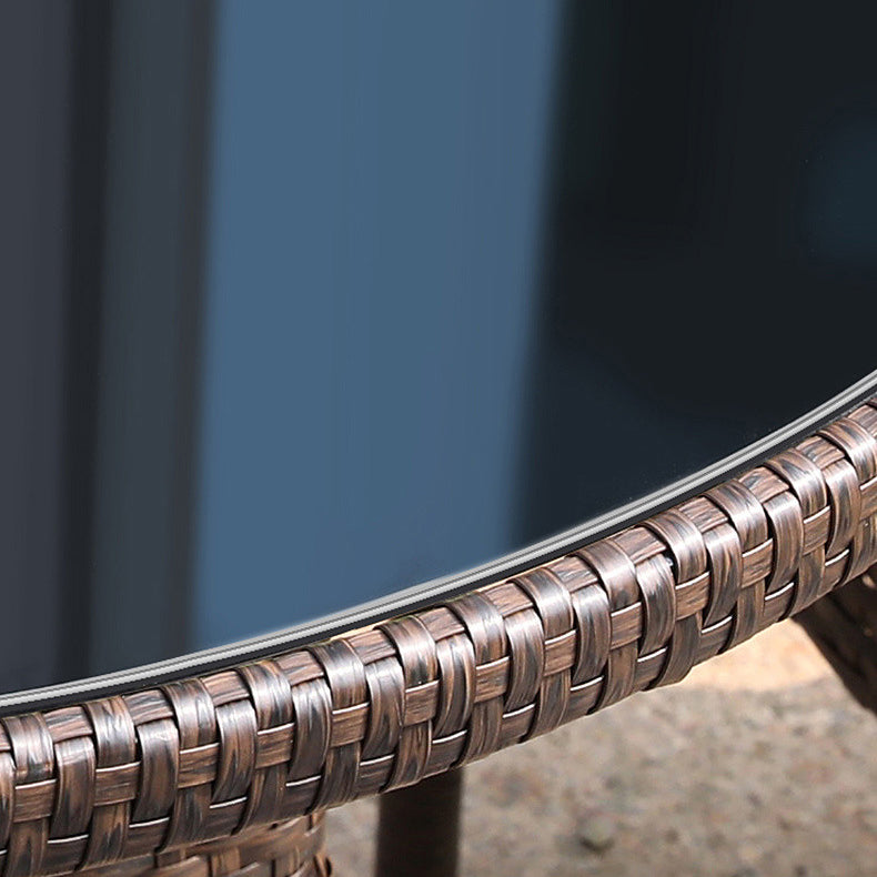 Modern Tempered Glass Outdoor Table Set 1/5/7 Pieces Bistro Table Set with Rat Base