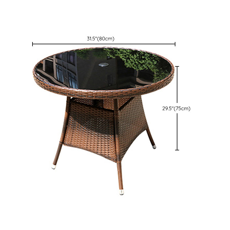 Modern Tempered Glass Outdoor Table Set 1/5/7 Pieces Bistro Table Set with Rat Base