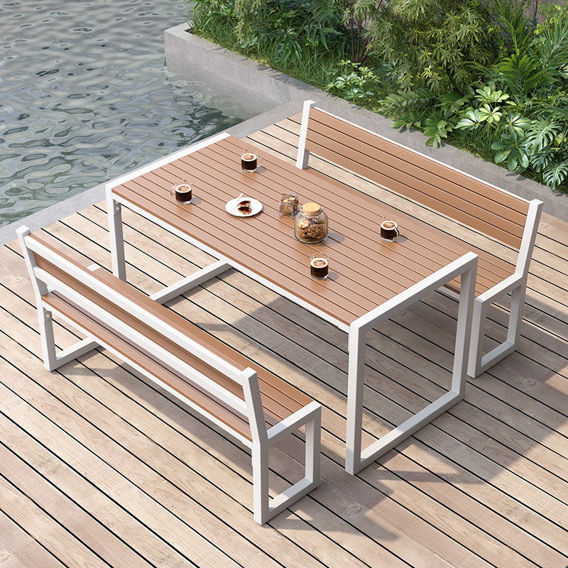Rectangular Modern Picnic Table 1/3 Pieces Reclaimed Wood Dining Picnic Table