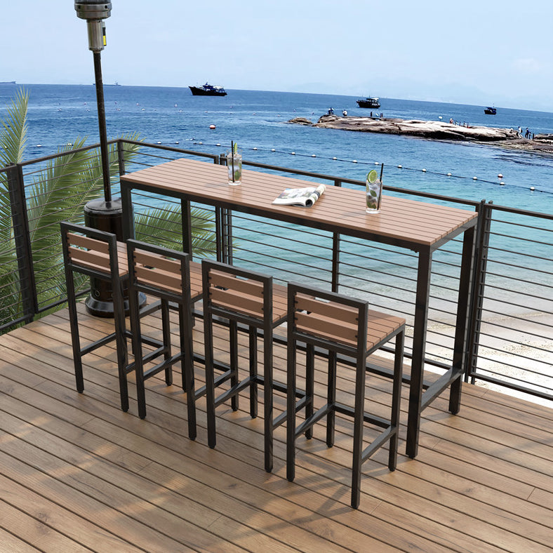 Industrial Artificial Wooden Bar Table Set 1/5 Pieces Pub Table Set for Outdoor