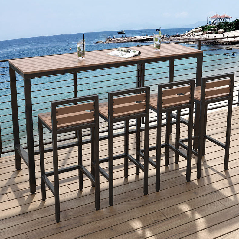 Industrial Artificial Wooden Bar Table Set 1/5 Pieces Pub Table Set for Outdoor