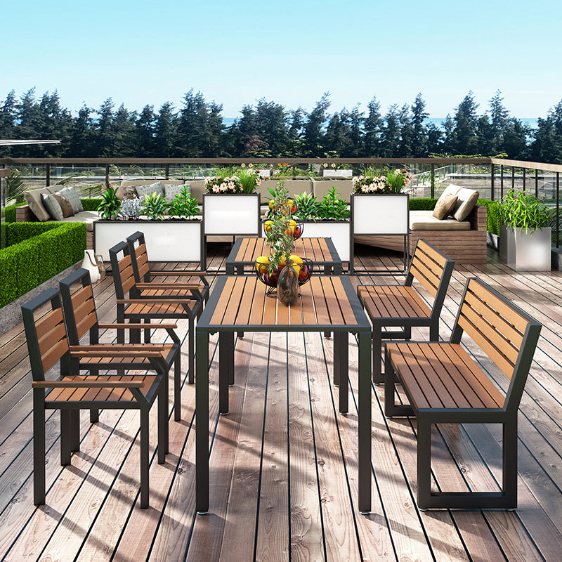 Modern Style 1/2/4 Pieces Rectangular Picnic Table Reclaimed Wood Patio Dining Table