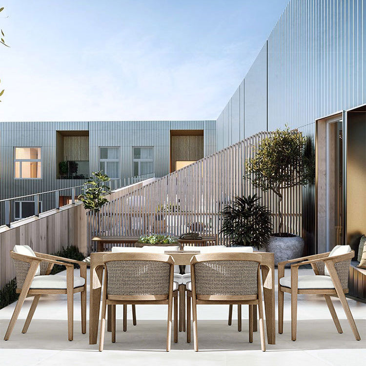 Bohemian Style 1/7 Pieces Dining Table Set Solid Wood Dining Table Set for Outdoor