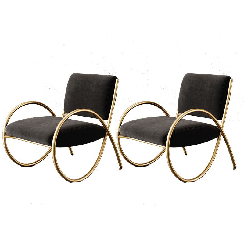 Upholstered Lounge Chair Arms Included Chair with Gold Tone Legs