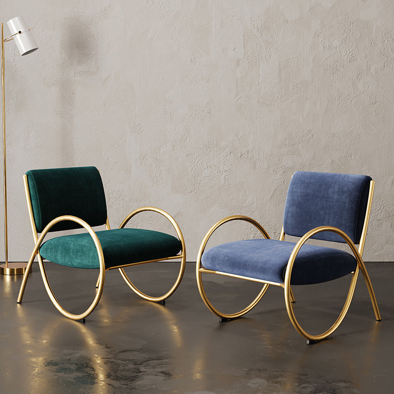 Upholstered Lounge Chair Arms Included Chair with Gold Tone Legs