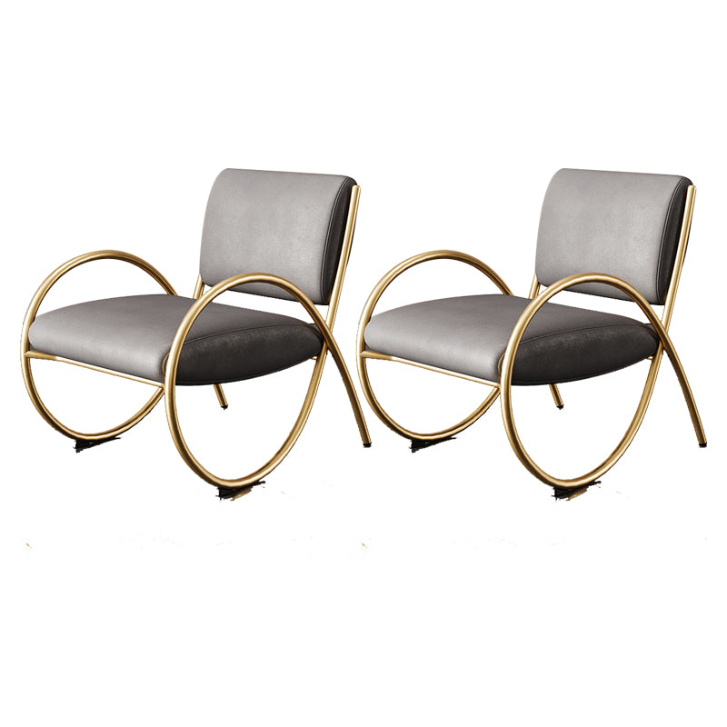Upholstered Lounge Chair Arms Included Chair with Gold Tone Legs