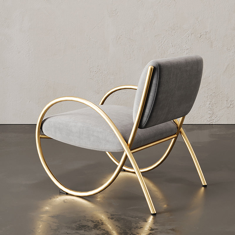 Upholstered Lounge Chair Arms Included Chair with Gold Tone Legs