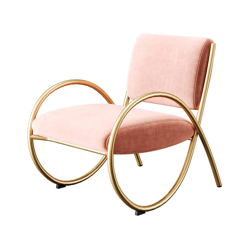 Upholstered Lounge Chair Arms Included Chair with Gold Tone Legs