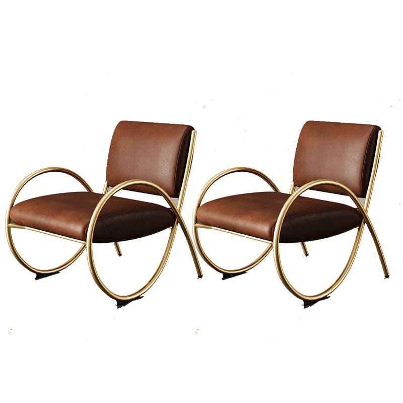Upholstered Lounge Chair Arms Included Chair with Gold Tone Legs