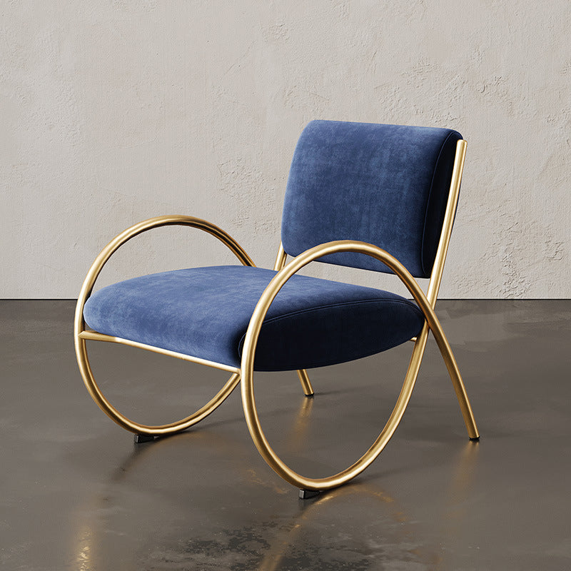 Upholstered Lounge Chair Arms Included Chair with Gold Tone Legs