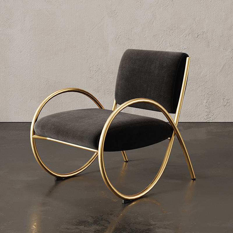 Upholstered Lounge Chair Arms Included Chair with Gold Tone Legs