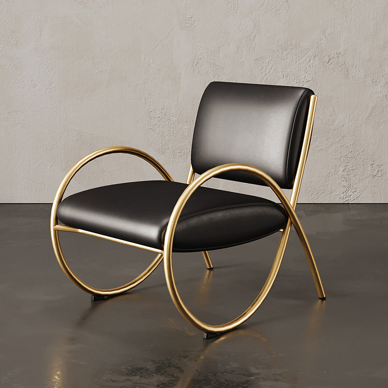 Upholstered Lounge Chair Arms Included Chair with Gold Tone Legs