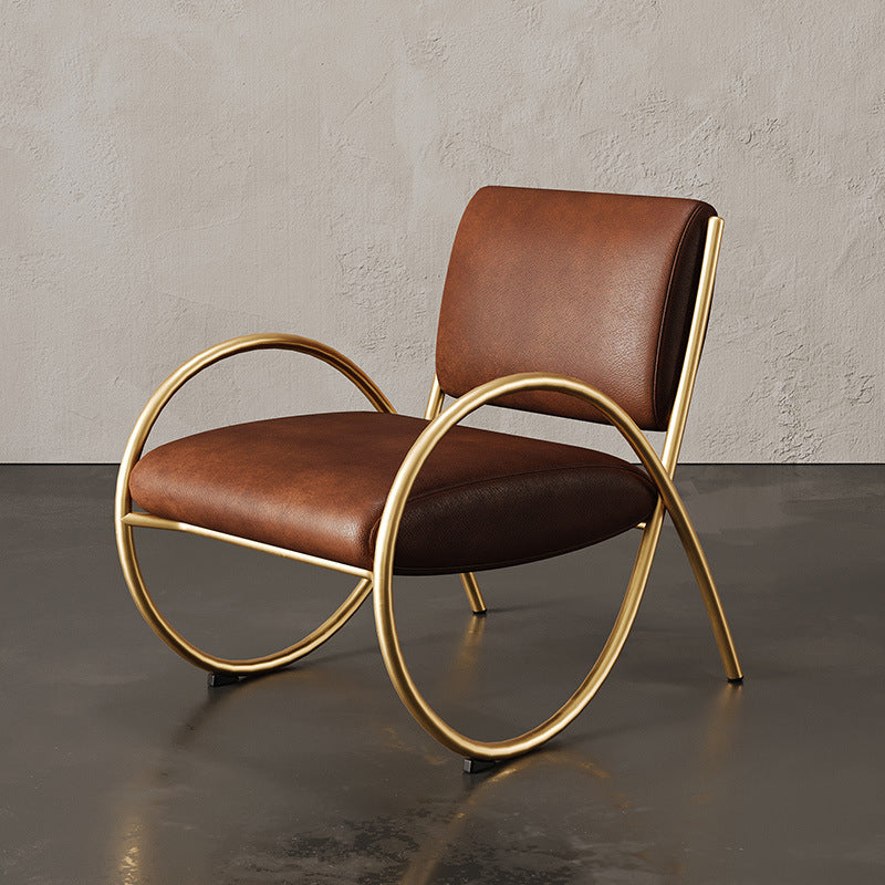 Upholstered Lounge Chair Arms Included Chair with Gold Tone Legs