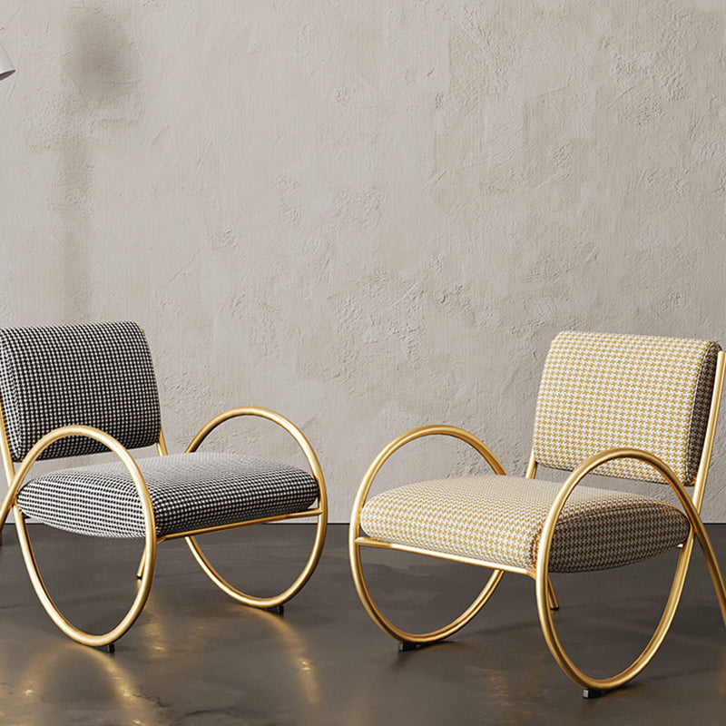 Upholstered Lounge Chair Arms Included Chair with Gold Tone Legs