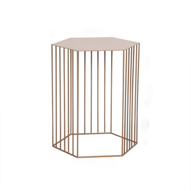 Hexagon Top Side Table Mid-Century Modern Ironcraft Frame End Table