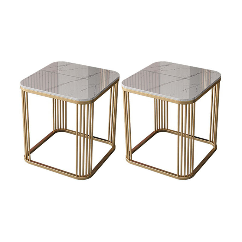 Contemporary Frame End Table Square Slate Top End Table, 21.7" Tall