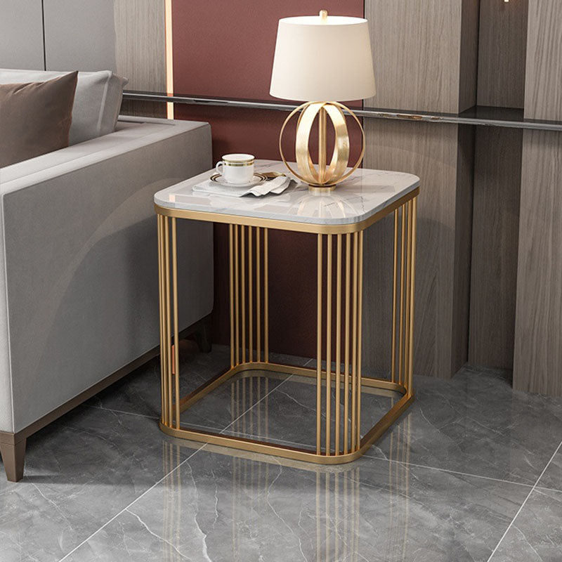 Contemporary Frame End Table Square Slate Top End Table, 21.7" Tall