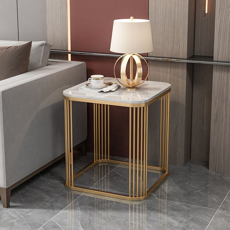 Contemporary Frame End Table Square Slate Top End Table, 21.7" Tall