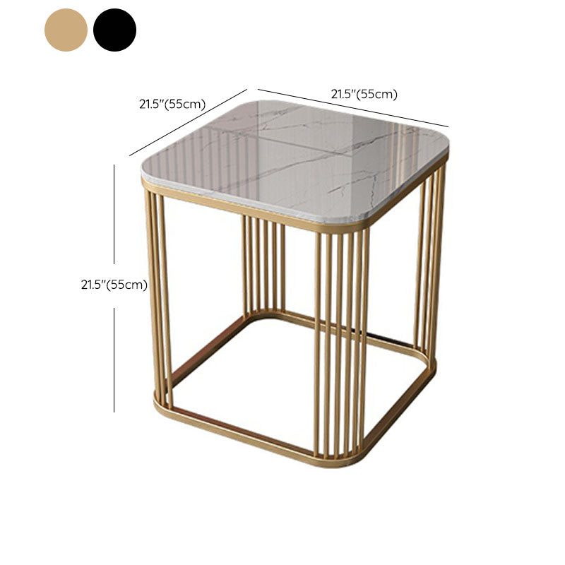 Contemporary Frame End Table Square Slate Top End Table, 21.7" Tall