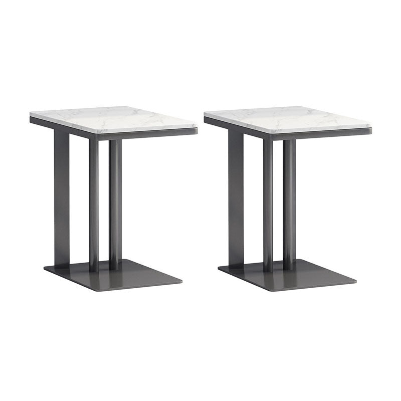 Contemporary Slate Top End Slide Table Metal C Side Table, 21.7" Tall