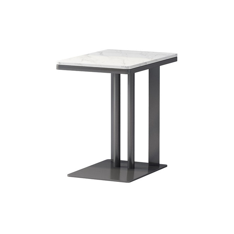 Contemporary Slate Top End Slide Table Metal C Side Table, 21.7" Tall