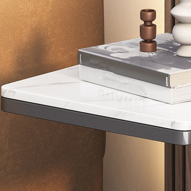 Contemporary Slate Top End Slide Table Metal C Side Table, 21.7" Tall