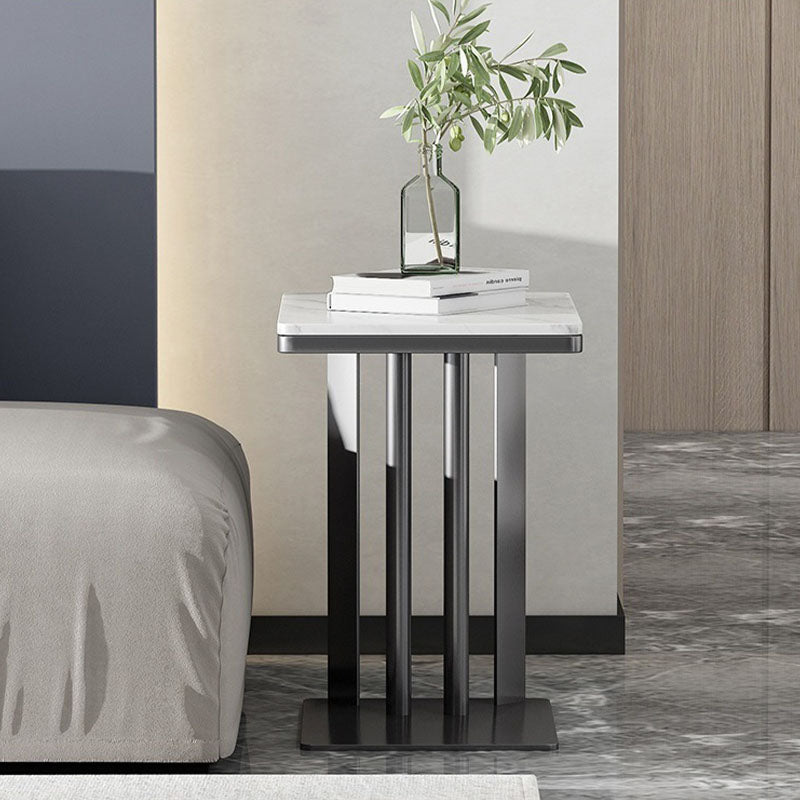 Contemporary Slate Top End Slide Table Metal C Side Table, 21.7" Tall