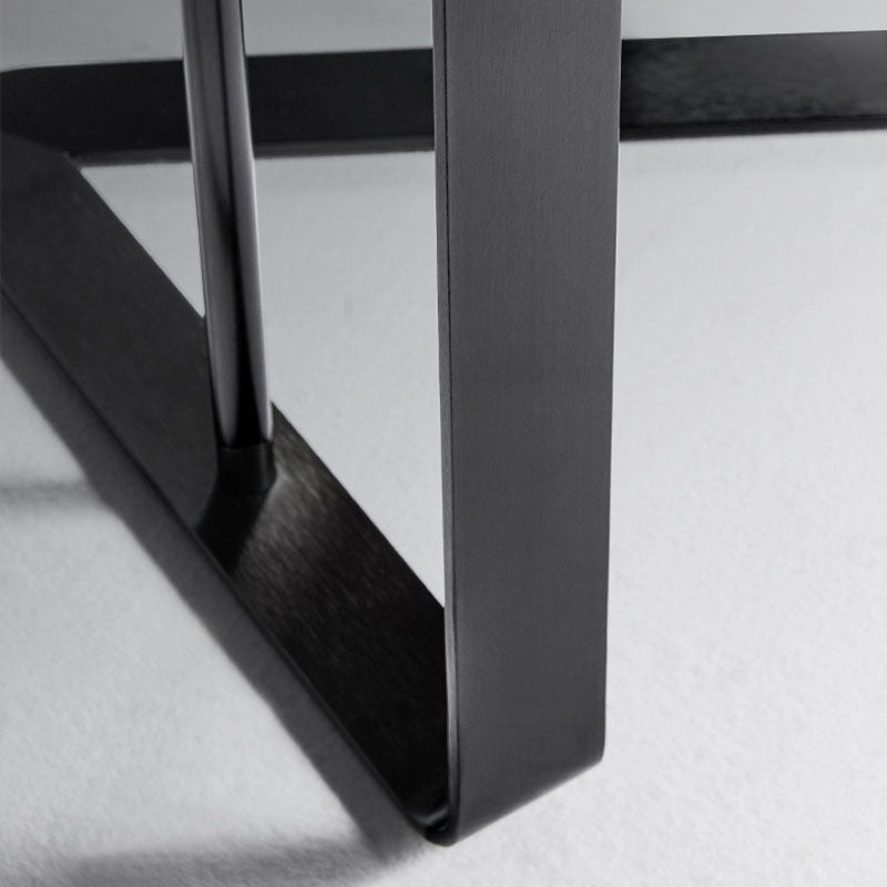 Contemporary Metallic C End Table Round Slate Top Side End Table