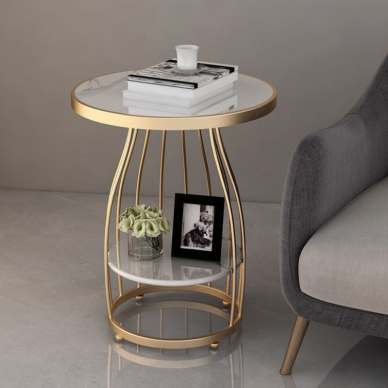 Contemporary Metal Frame End Table 24.8" Tall Slate Top Side Table