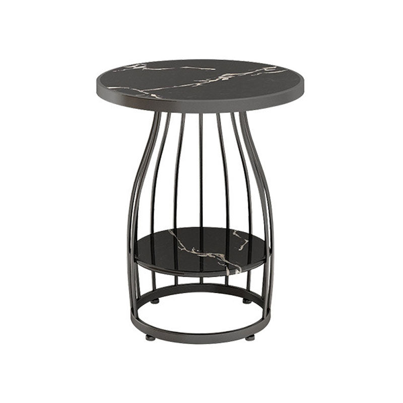 Contemporary Metal Frame End Table 24.8" Tall Slate Top Side Table