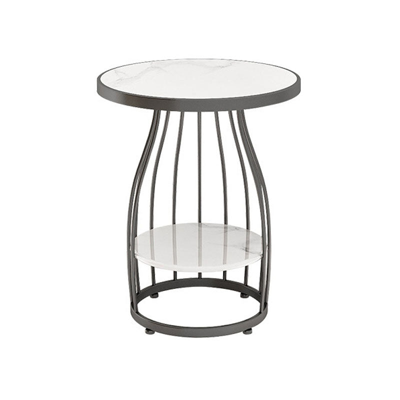Contemporary Metal Frame End Table 24.8" Tall Slate Top Side Table