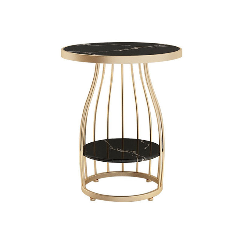 Contemporary Metal Frame End Table 24.8" Tall Slate Top Side Table