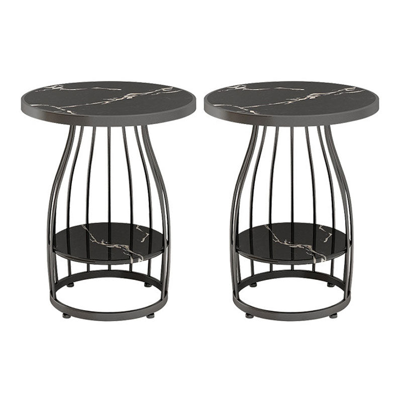 Contemporary Metal Frame End Table 24.8" Tall Slate Top Side Table