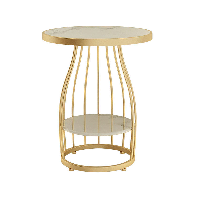 Contemporary Metal Frame End Table 24.8" Tall Slate Top Side Table