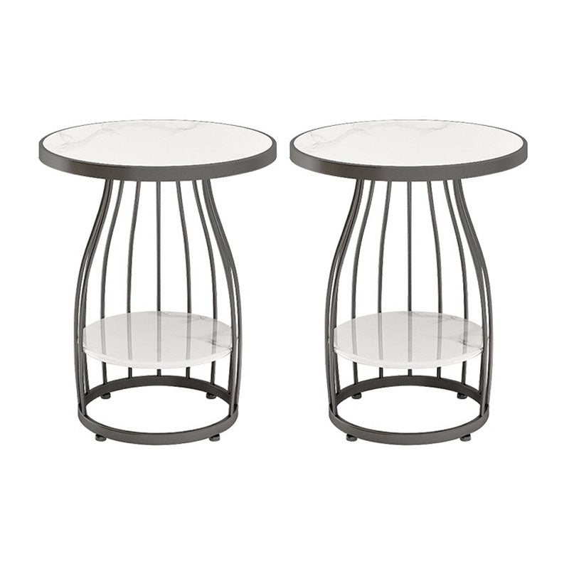 Contemporary Metal Frame End Table 24.8" Tall Slate Top Side Table