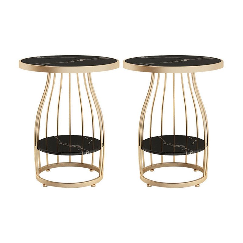 Contemporary Metal Frame End Table 24.8" Tall Slate Top Side Table