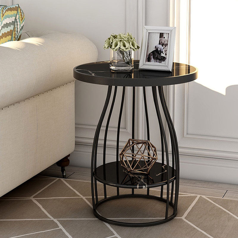 Contemporary Metal Frame End Table 24.8" Tall Slate Top Side Table