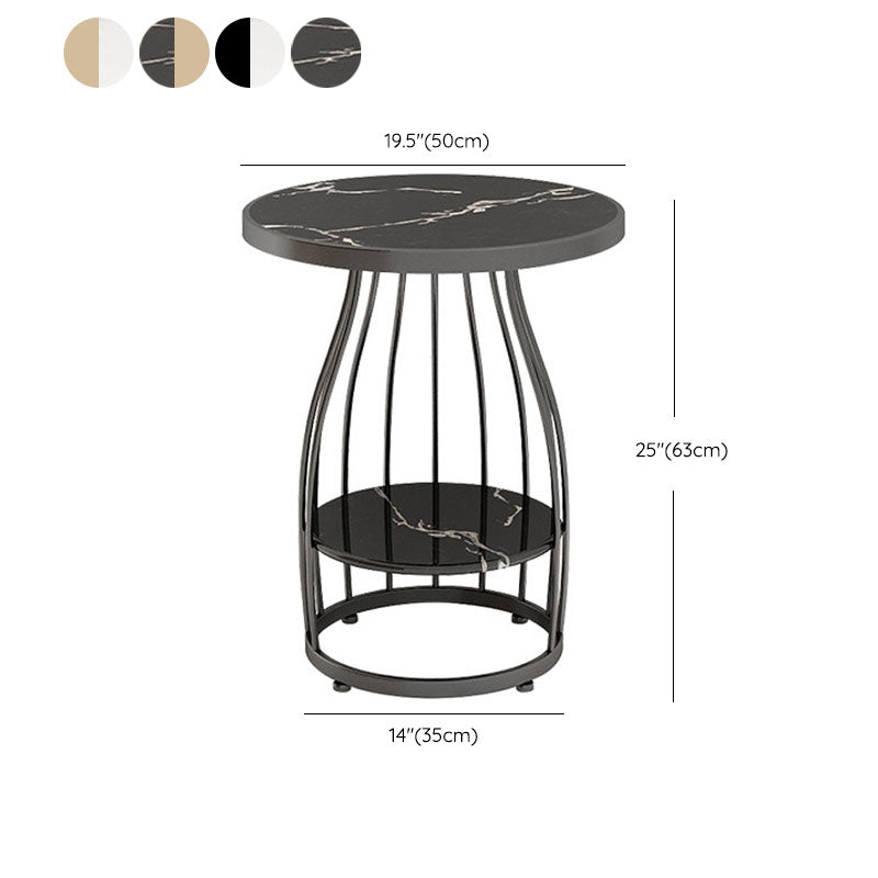 Contemporary Metal Frame End Table 24.8" Tall Slate Top Side Table
