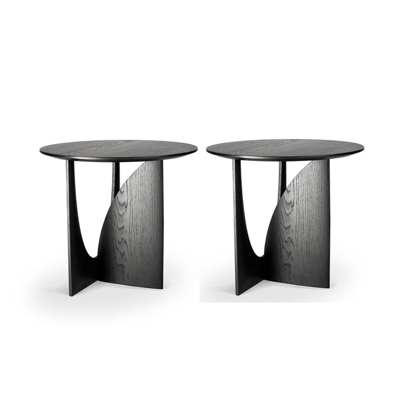 Scandinavian End Table Solid Wood Abstract Round Living Room Side Table
