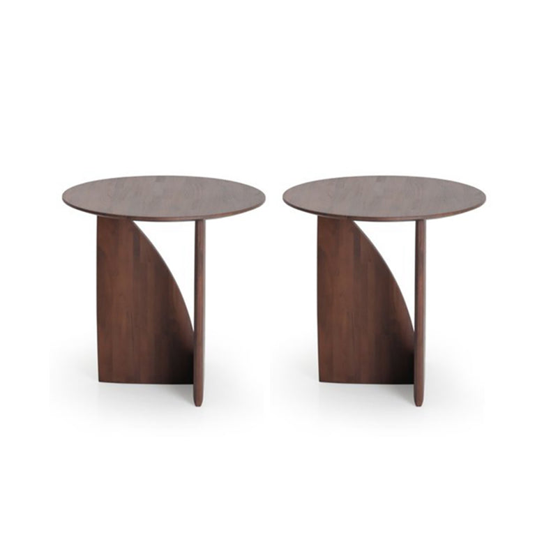 Scandinavian End Table Solid Wood Abstract Round Living Room Side Table