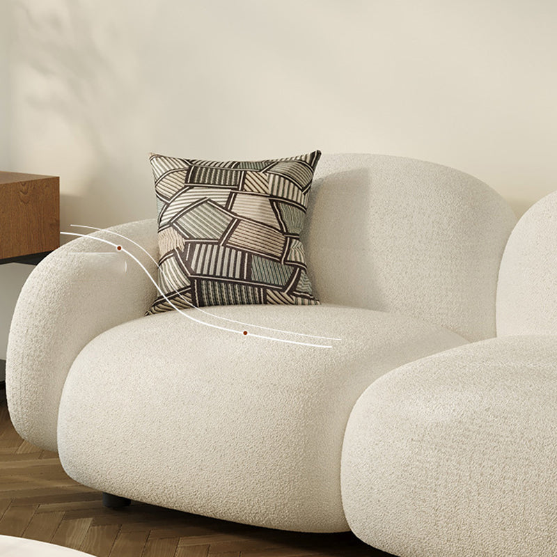 Contemporary 29.52" H White Wool Square Arm Sofa for Living Room