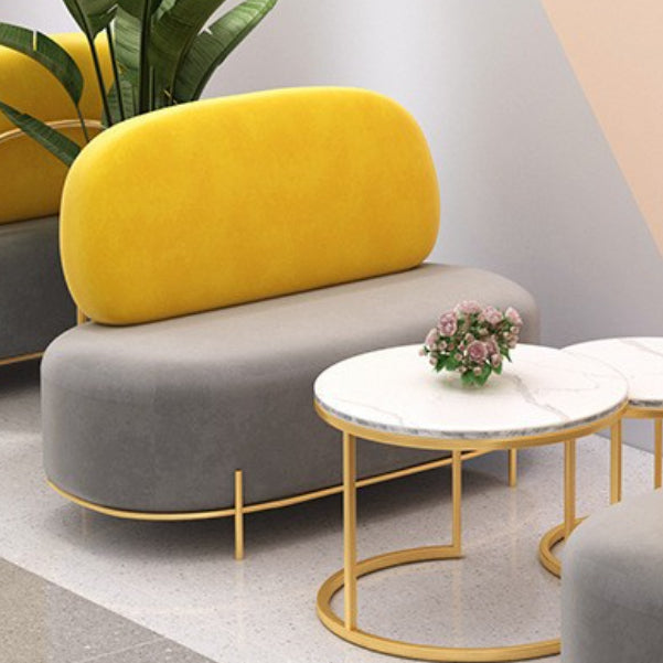 Contemporary Grey Sofa with Golden Frame and Armless Standard Sofa