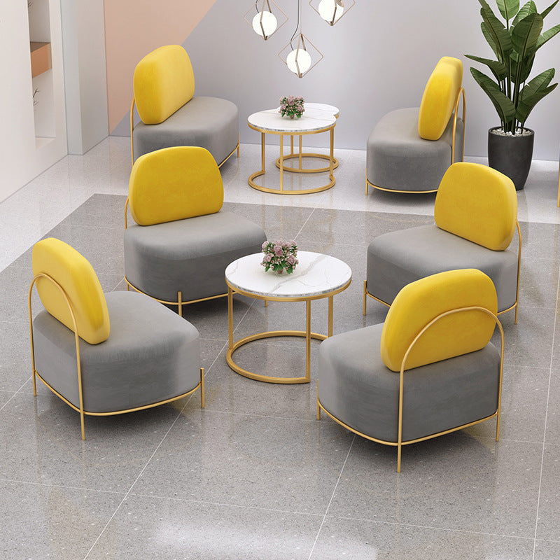 Contemporary Grey Sofa with Golden Frame and Armless Standard Sofa