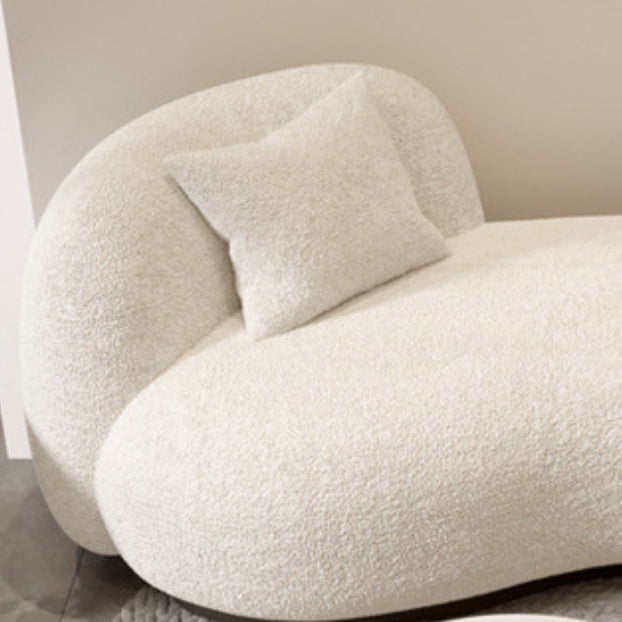 Contemporary White Wool Sofa with Tuxedo Arm and Black Base for Apartment