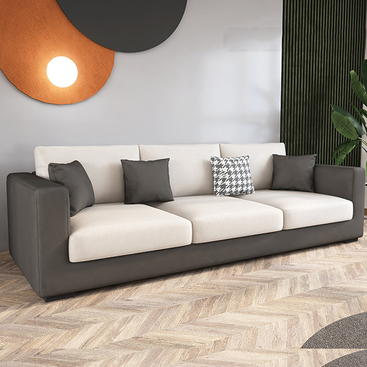 Modern 33.46" H Faux Leather 3-Seater Square Arm Sofa for Living Room