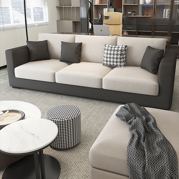 Modern 33.46" H Faux Leather 3-Seater Square Arm Sofa for Living Room