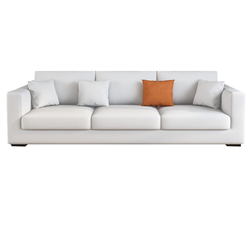 Modern 33.46" H Faux Leather 3-Seater Square Arm Sofa for Living Room