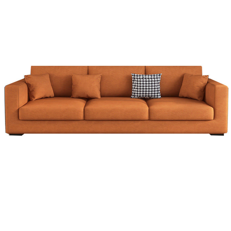 Modern 33.46" H Faux Leather 3-Seater Square Arm Sofa for Living Room