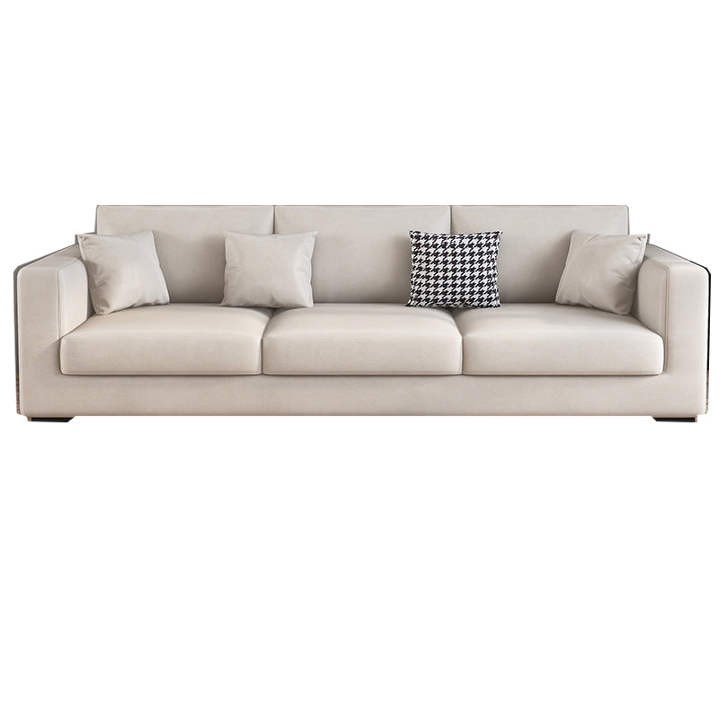 Modern 33.46" H Faux Leather 3-Seater Square Arm Sofa for Living Room