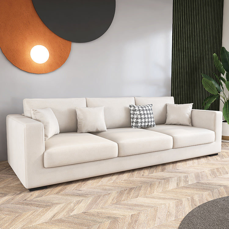Modern 33.46" H Faux Leather 3-Seater Square Arm Sofa for Living Room